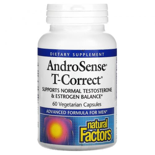 Natural Factors, Тестостерон Андросенс Т-коррект, 60 вегетарианских капсул