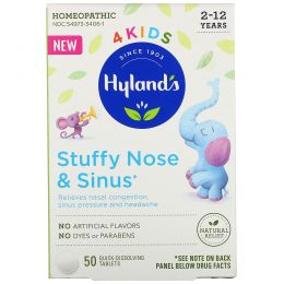 Hyland's,  4 Kids, Stuffy Nose and Sinus, 2-12 Years, 50 Quick-Dissolving Tablets