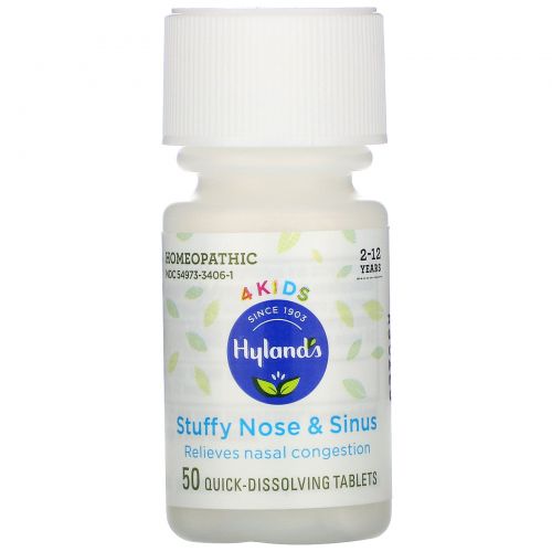 Hyland's,  4 Kids, Stuffy Nose and Sinus, 2-12 Years, 50 Quick-Dissolving Tablets