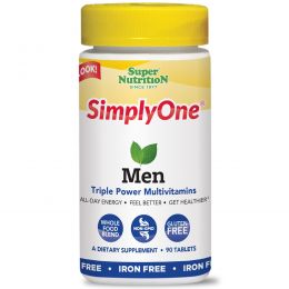 Super Nutrition, Simply One, для мужчин, тройная сила, без железа, 90 таблеток