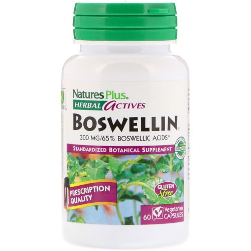Nature's Plus, «Травяные активные вещества», босвелин, 300 мг, 60 растительных капсул