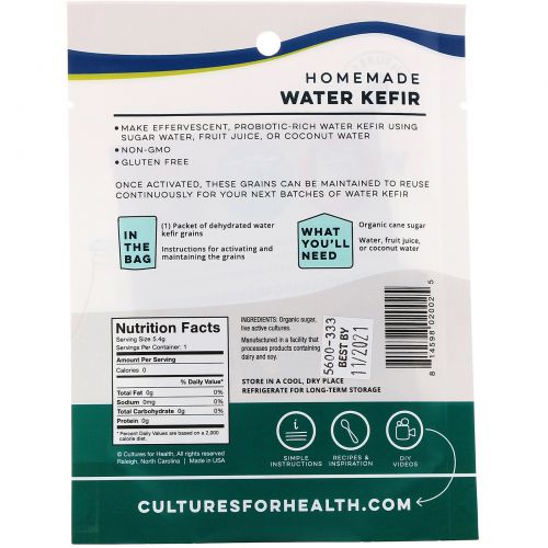 Cultures for Health, Water Kefir , 1 Packet, .19 oz (5.4 g)