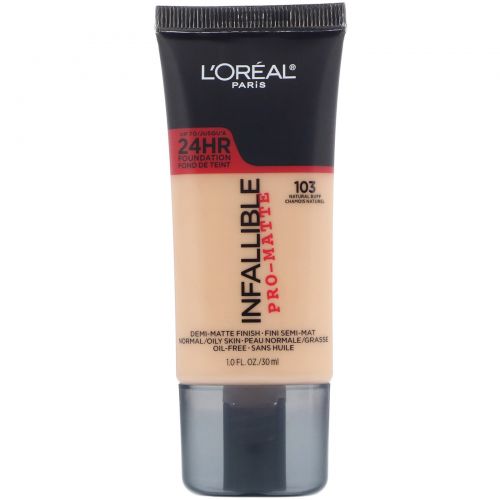 L'Oreal, Тональная основа Infallible Pro-Matte, оттенок Natural Buff 103, 30 мл