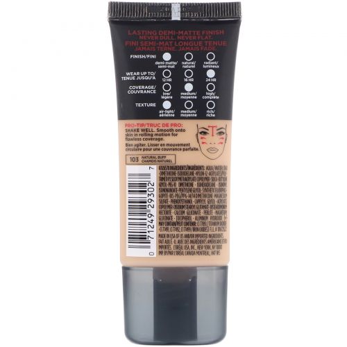 L'Oreal, Тональная основа Infallible Pro-Matte, оттенок Natural Buff 103, 30 мл