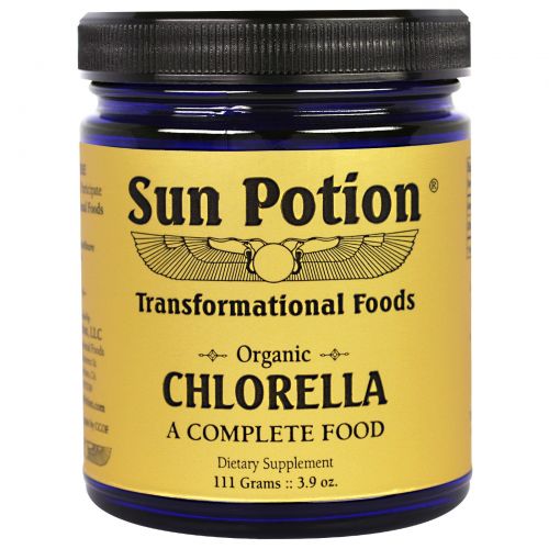 Sun Potion, Порошок Chlorella Algae, Органический, Твердая Обработка, 3,9 унции (111 г)