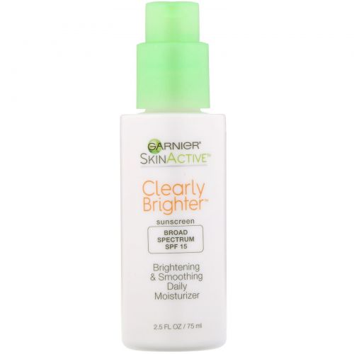 Garnier, SkinActive, Clearly Brighter, дневное увлажняющее средство для осветления и разглаживания кожи, SPF 15, 75 мл