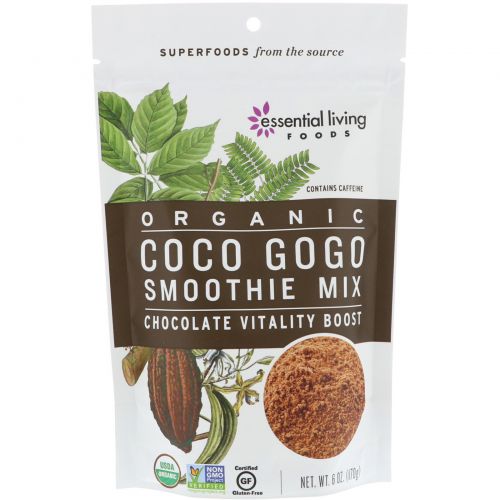 Essential Living Foods, Органический продукт, смесь смузи Coco Gogo, шоколад, прилив жизненных сил, 6 унц. (170 г)