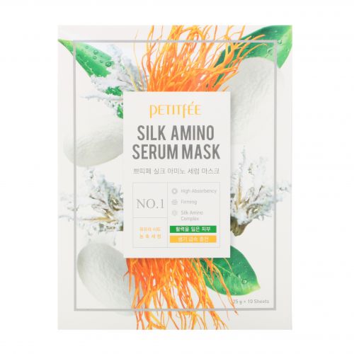 Petitfee, Маска Silk Amino Serum, 10 масок по 25 г каждая