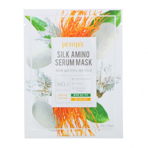 Petitfee, Маска Silk Amino Serum, 10 масок по 25 г каждая