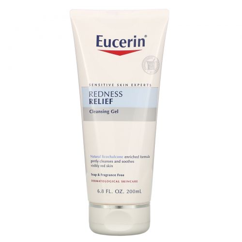 Eucerin, Избавление от покраснений, Успокаивающее очищающее средство, без запаха, 6,8 ж. унции (200 мл)