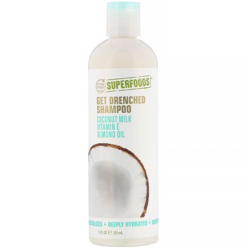 Petal Fresh, Pure, SuperFoods for Hair, Get Drenched Shampoo, Coconut Milk, Vitamin E & Almond Oil, 12 fl oz (355 ml)