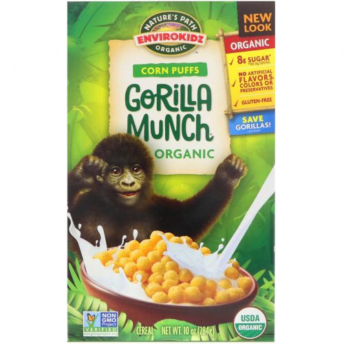 Nature's Path, EnviroKidz, Органические кукурузные шарики Gorilla Munch, 10 унций (284 г)