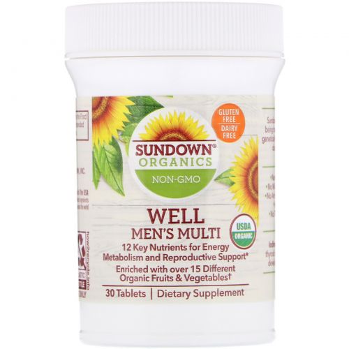 Sundown Organics, Well Men's Multivitamin, Once Daily, 30 Tablets