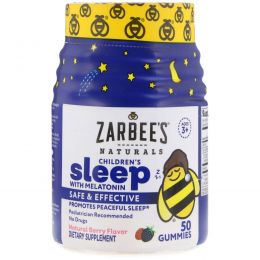 Zarbee's, Для здорового детского сна, с мелатонином, натуральный фруктовый аромат, 50 жевательных конфет