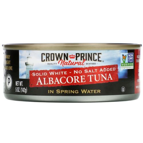 Crown Prince Natural, Длиннопёрый тунец в минеральной воде, 142 г (5 oz)