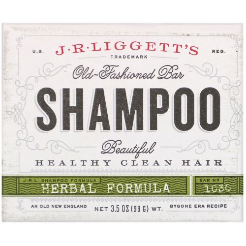 J.R. Liggett's, Традиционный твердый шампунь, травяная формула, 3,5 унции (99 г)