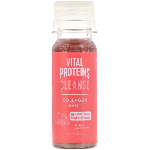 Vital Proteins, Коллагеновый напиток, очищающий, яблочный уксус, малина и лимон, 59 мл (2 жидк. унции)