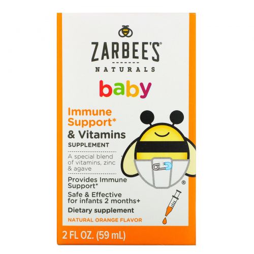 Zarbee's, Baby, Поддержка иммунитета + Vвитамины, натуральный апельсиновый вкус, 2 жидких унции