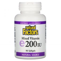 Natural Factors, Смешанный витамин E 200 МЕ, Витамин E, 90 желатиновых капсул