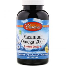 Carlson Labs, Омега Maximum 2000, 2 000 мг, 180 капсул