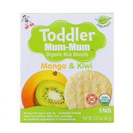 Hot Kid, Печенье с органическим рисом Toddler Mum-Mum, манго и киви, 12 упаковок, 60 г