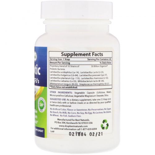 Best Naturals, Probiotic, 30 Billion, 60 VCAPS