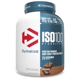Dymatize Nutrition, ISO-100 гидролизированный, 100%-ный сывороточный изолят белка, мягкое брауни, 5 фунтов (2,27 кг)