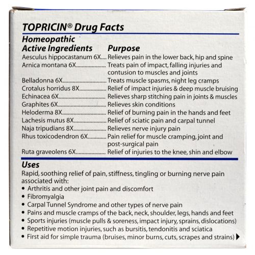 Topricin, Противовоспалительный крем от боли и травм, 4.0 oz