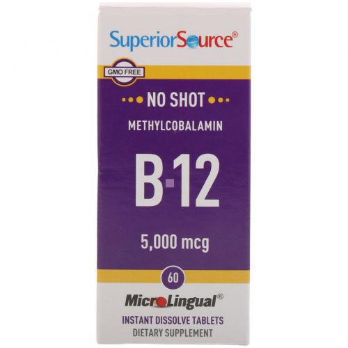 Superior Source, Метилкобаламин B12, 5000 мкг, 60 микролингвальных таблеток