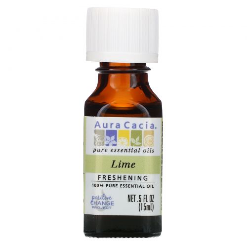 Aura Cacia, 100%-ное чистое эфирное масло, лайм, 0,5 ж. унц. (15 мл)