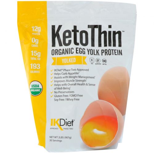 Julian Bakery, Keto Thin, белок желтка органического яйца, с желтком, 2 ф. (907 г.)
