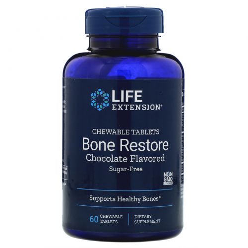 Life Extension, Bone Restore, Sugar-Free, Chocolate, 60 Chewable Tablets