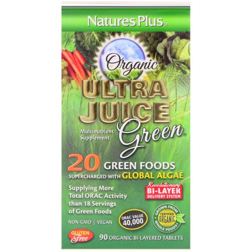 Nature's Plus, «Органический ультра сок», 90 органические двуслойные таблетки