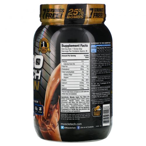 Muscletech, Performance Series, Nitro Tech Casein Gold, Chocolate Supreme, 2.53 lbs (1.15 kg)