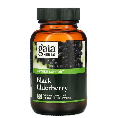 Gaia Herbs, Черная бузина, 60 вегетарианских мягких фитокапсул