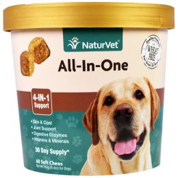 NaturVet, All-In-One, 4-In-1 Support, 60 Soft Chews, 8.4 oz. (240 g)