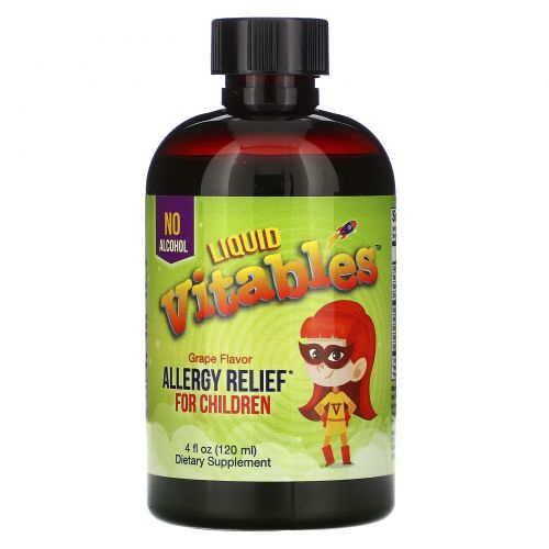 Vitables, Liquid Allergy Relief For Children, No Alcohol, Grape Flavor, 4 fl oz (120 ml)