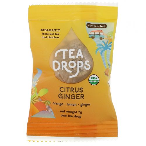 Tea Drops, Цитрусы и имбирь, без кофеина, 2,5 унции