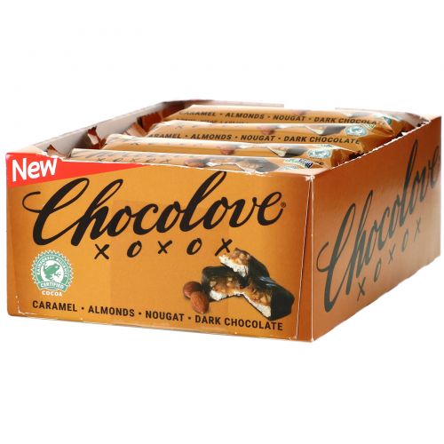 Chocolove, Caramel, Almond & Nougat in Dark Chocolate, 12 Bars, 1.4 oz (40 g) Each