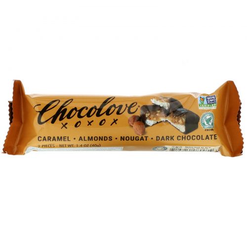 Chocolove, Caramel, Almond & Nougat in Dark Chocolate, 12 Bars, 1.4 oz (40 g) Each