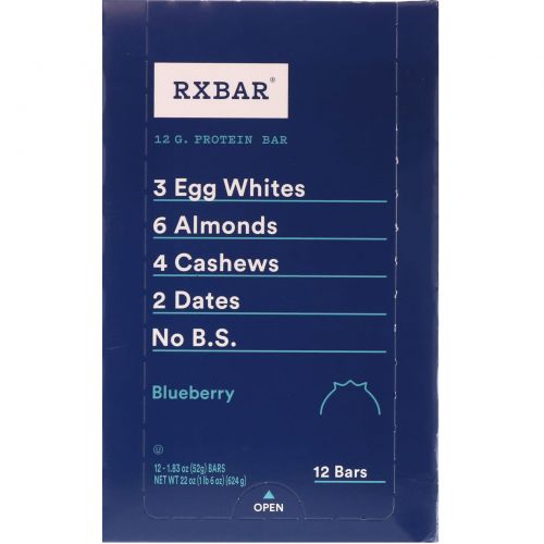 RXBAR, Protein Bars, Blueberry, 12 Bars, 1.83 oz (52 g) Each