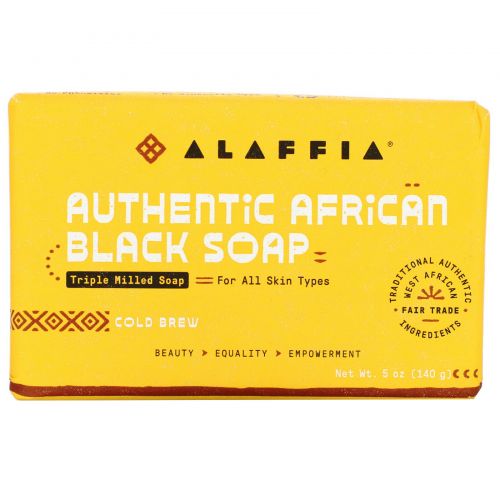 Alaffia, Authentic African Black Soap, Triple Milled Soap, Cold Brew, 5 oz (140 g)