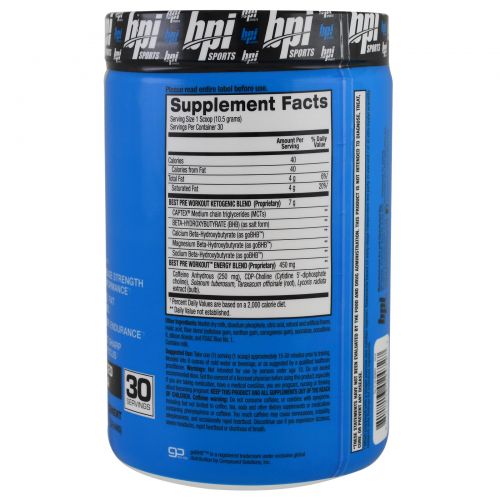 BPI Sports, Best Pre Workout, Blue Lemon Ice, 11.11 oz (315 g)