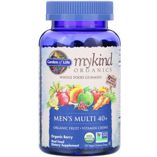 Garden of Life, Mykind Organics, Men's Multi 40+, Organic Berry, 120 Gummy Drops