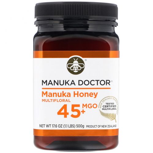 Manuka Doctor, Apiwellness, Био Активный Манука Мед,  15+, 1,1 фунта (500 г)