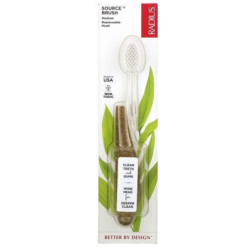 RADIUS, Source Toothbrush, средняя жесткость, 1 сменная насадка, 1 зубная щетка
