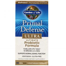 Garden of Life, Первичная защита, ультра, наилучшая пробиотическая формула, 90 хорошо усваивающихся капсул на растительной основе