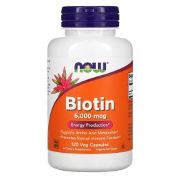 Now Foods, Биотин (Biotin), 5 000 мкг, 120 капсул