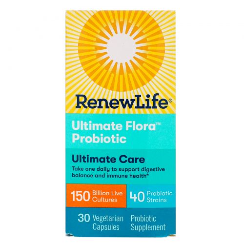 Renew Life, Пробиотик Ultimate Flora, 150 миллиардов, 30 вегетарианских капсул