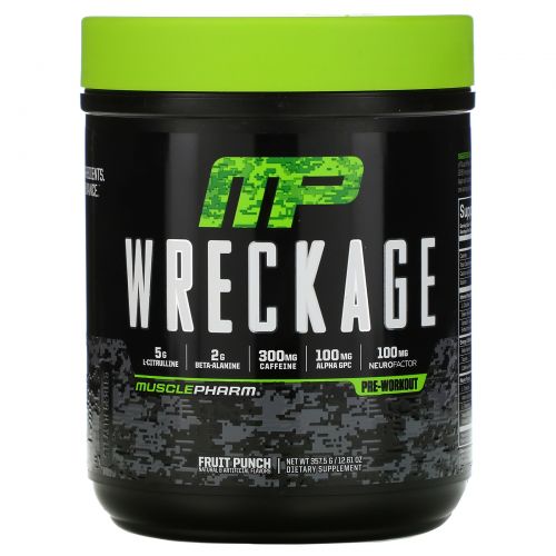 MusclePharm, Wreckage Pre-Workout, Fruit Punch, 12.61 oz (357.5 g )